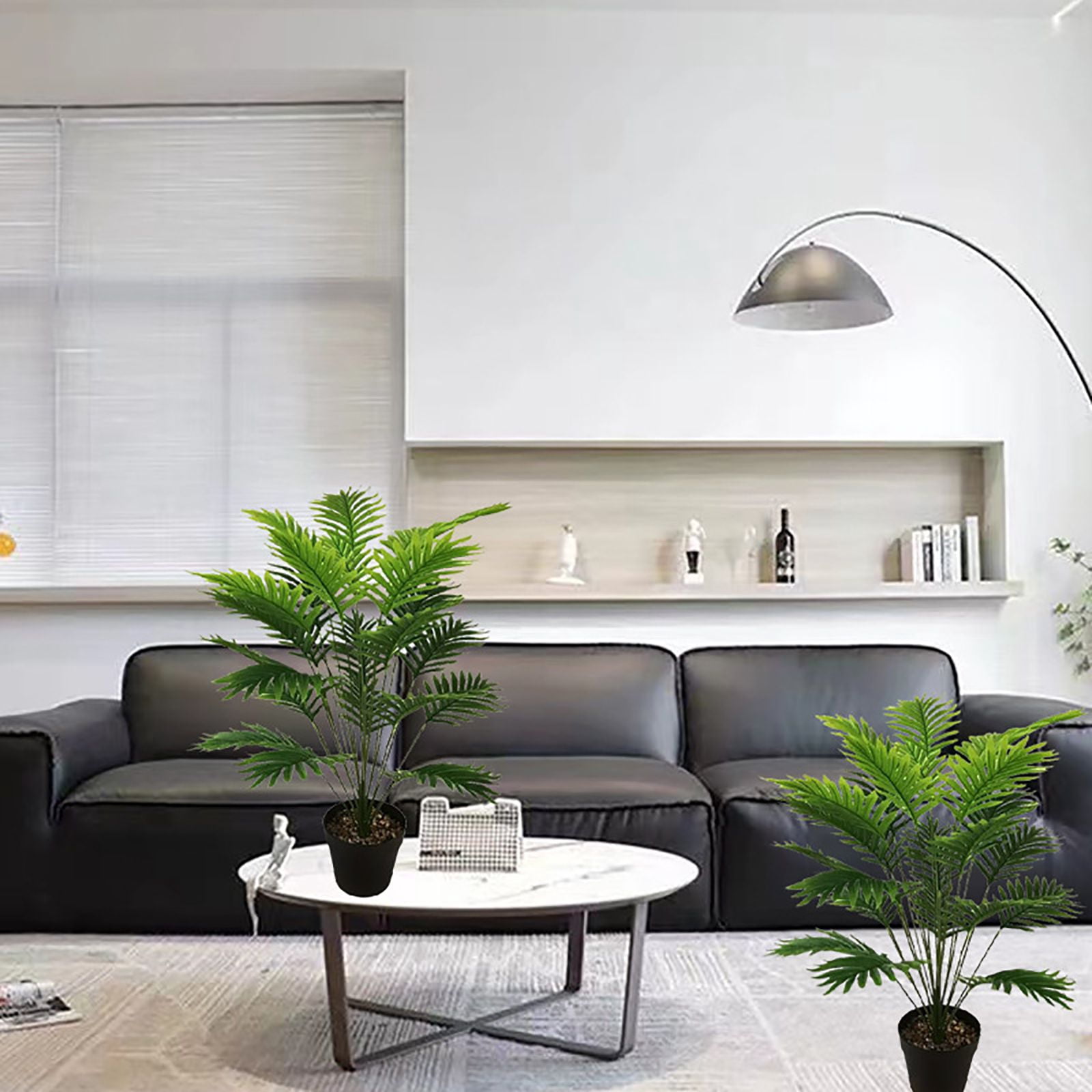 Artificial Areca Palm Tree Faux Plants 30 inch Artificial Plants Faux Fake Palm Tree Large Areca Palm Plants Tropical Leaf Greenery Family Office Indoor Outside Decor (Flowerpot not included) (90CM)