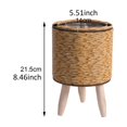 thumbnail image 4 of Maceta de madera tejida con patas para plantas, estilo rústico Cilindro Marrón Claro, 4 of 9
