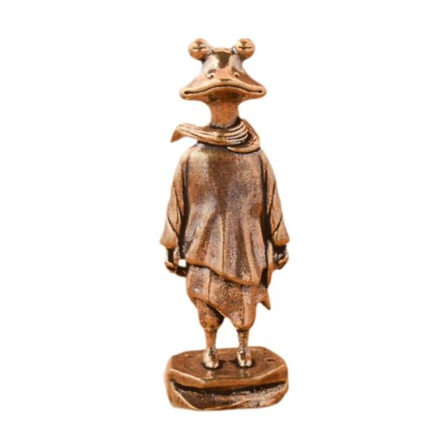 Adorno de rana mascota de latón, figura decorativa de rana coleccionable, estatua de rana para estantería de oficina, escritorio, mesa, decoración de