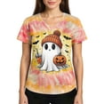 thumbnail image 3 of Halloween Scrub Tops for Women Stretch 2025 Fall Funny Pumpkin Ghost Witch Print Nurse Scrubs Medical Uniform Healthcare Shirt for Nurse Yellow S, 3 of 3