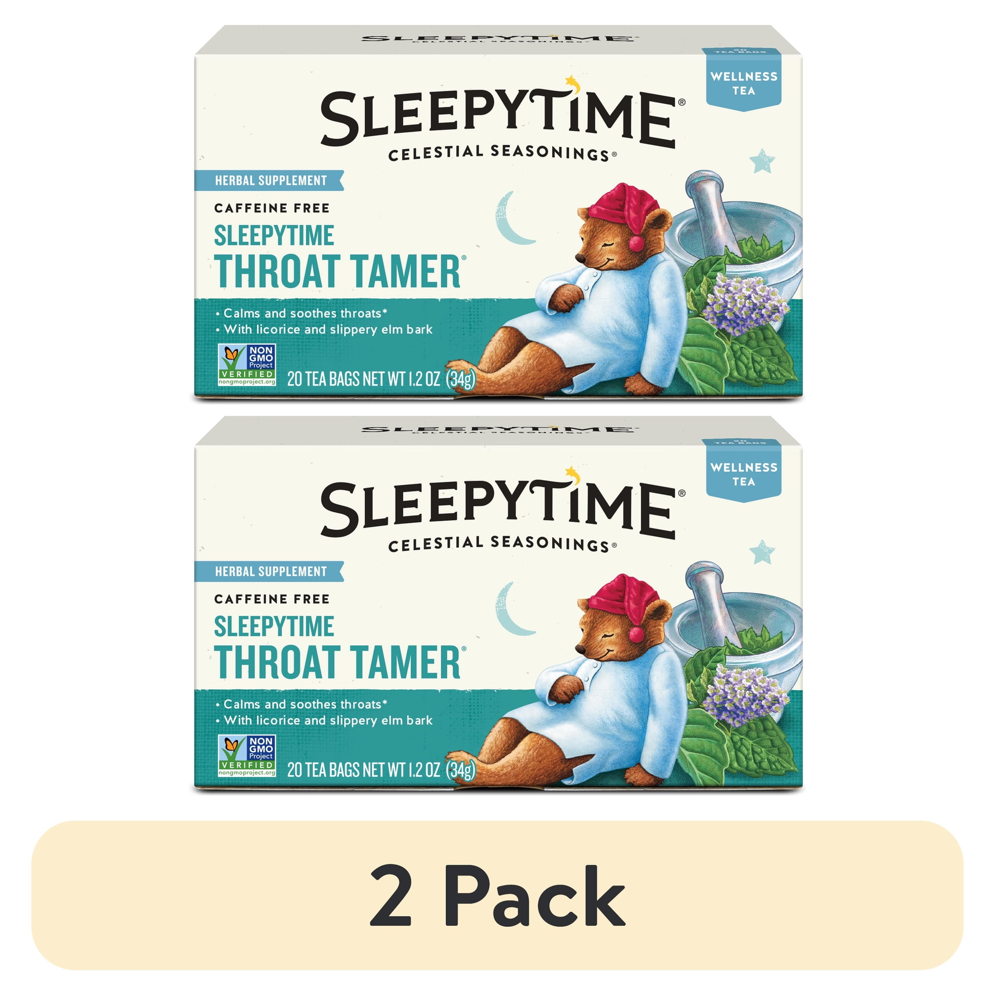 (2 pack) Celestial Seasonings Sleepytime Throat Tamer Wellness Tea