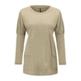 thumbnail image 4 of Womens T Shirts Long Sleeve Loose Fit Pocket Solid T Shirt Spring Womens Tees Khaki M, 4 of 5
