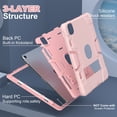 thumbnail image 3 of Dteck Case for iPad Air 11 Inch M3 2025 / M2 2024 Release with Kickstand/Military Grade Heavy Duty Hard Shockproof Soft Silicone Rugged Hybrid Three Layer Protective Stand Cover, Rosegold, 3 of 7