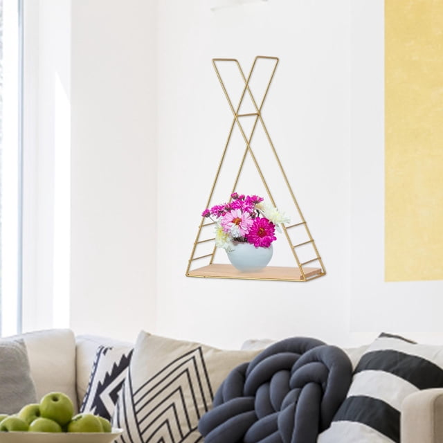 Estante de pared Triangular, soporte de madera para almacenamiento, estantes colgantes de pared artesanales, estantes para artículos diversos para Dorado BLESIY Estantes de exhibición