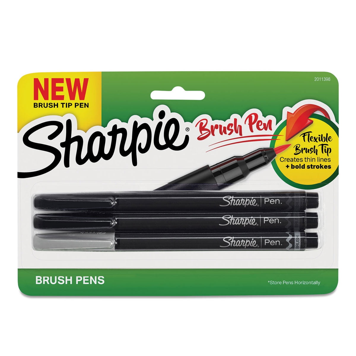 Sharpie Brush Tip Permanent Markers, 3/Pkg.