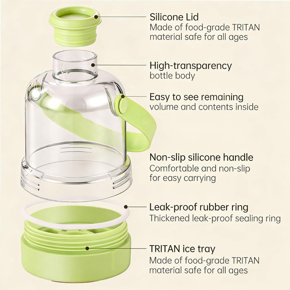 Multifunctional Transparent Water Bottle Ice Maker - Multifunctional Transparent Ice Ball Maker Kettle with Handle - Portable Silicone Ice Cube Cup for Freezer, Gym, Travel & Home Use