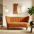 thumbnail image 3 of Aukfa 57.87" Armless Chenille Loveseat Chair, Upholstered Settee Bench with Backrest for Dining Room, Living Room & Bedroom,Caramel, 3 of 9