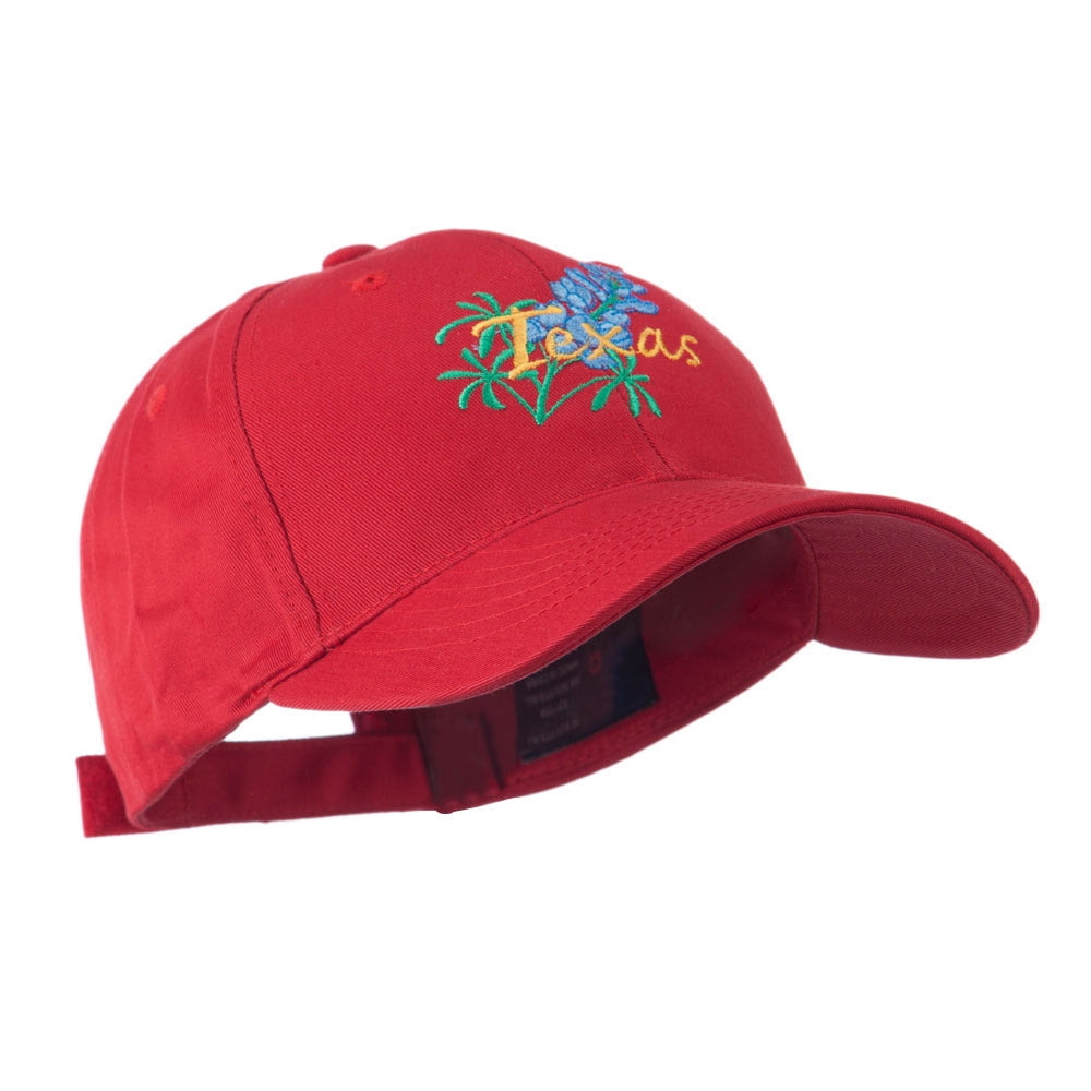 USA State Flower Texas Bluebonnet Embroidered Cap - Red OSFM