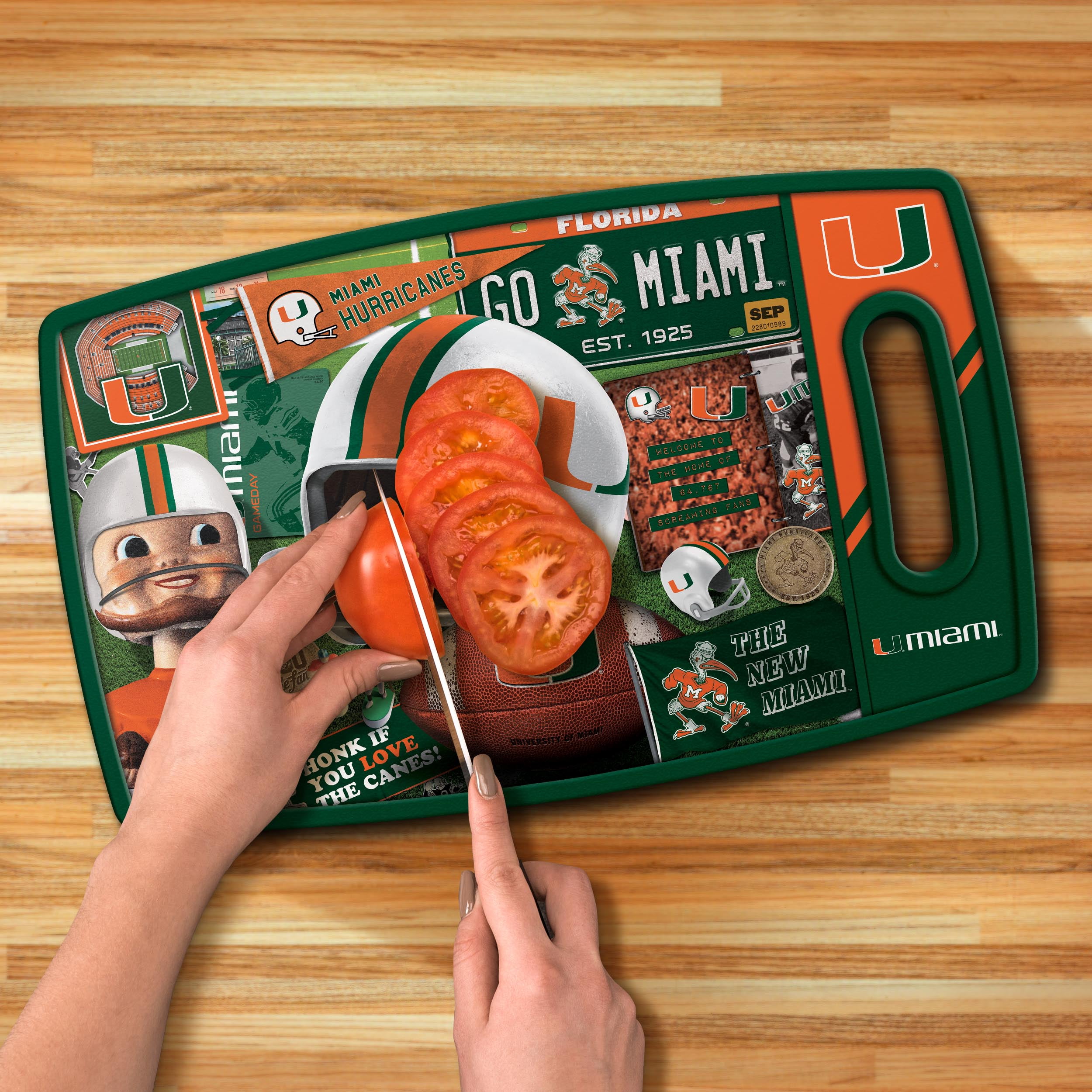YouTheFan NCAA Miami Hurricanes Retro Series Cutting Board