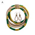 thumbnail image 2 of TidBay Female Multilayer Exaggerated Braided Necklace Earrings Eardrop Jewelry Gift Set, 2 of 8