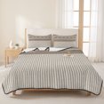 thumbnail image 3 of Quilts Twin XL Size Bedding Set, Brown Striped Lightweight Quilted Comforter, Contemporary Geometric Art Rustic Soft Reversible Bedspread Coverlet with Pillow Covers for All Season, 68" x 98", 3 of 9