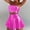 A240 Hot Pink, variant on Xdegoge Women's Holographic Skirt Set 2 Piece Outfit High Waisted Flared Mini Skirt and Tube Top Shiny Metallic Flattering Rave Festival Party Club Cosplay Outfit