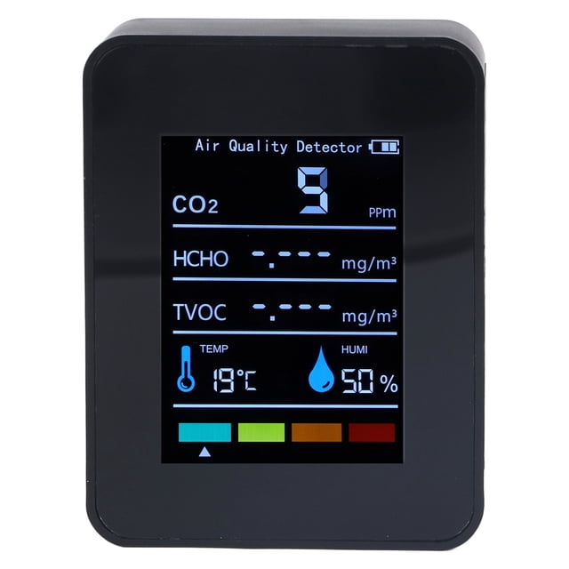 C Medidor TVOCHCHO, Detector TVOCHCHO de dióxido de carbono CO2 negro Detector de dióxido de carbono Confiabilidad excepcional
