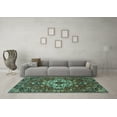 thumbnail image 3 of Ahgly Company Machine Washable Indoor Rectangle Persian Turquoise Blue Traditional Area Rugs, 2' x 5', 3 of 4