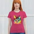 thumbnail image 3 of Tee Hunt Dean Russo Eyes Cat T-Shirt Neon Colorful Cute Kitten Women's T-Shirt Tee, Pink, Large, 3 of 5