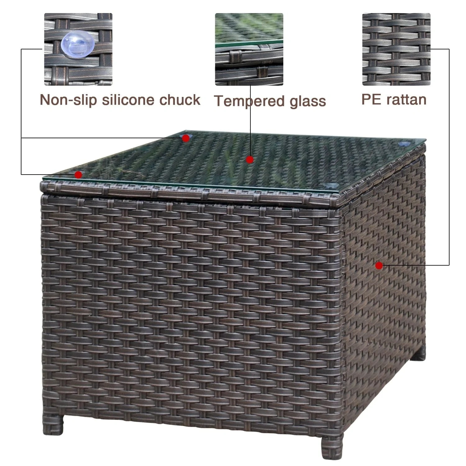 Rattan cube glass top sale