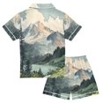 thumbnail image 2 of FORMRS Kids Short Sleeve Top and Pants Pajama Set Unisex Satin 2-Piece Sleepwear, Sizes 7-8Y, Watercolor Mountatin, 2 of 8