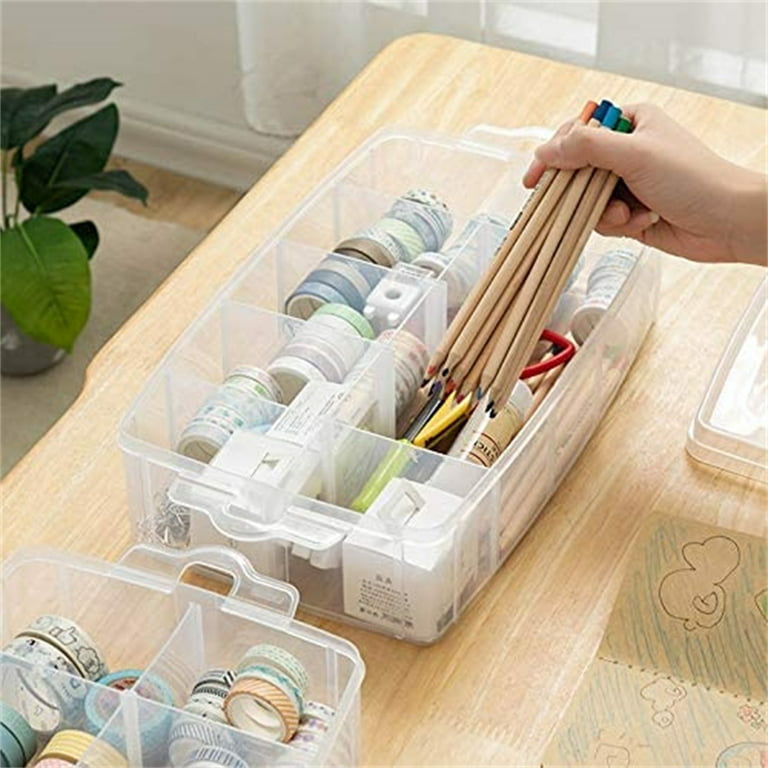 3-Tier Stackable Storage Container with 18 Adjustable Compartments, Plastic  Craft Organizer Case Tool Storage Container Bins for Jewelry Beads Arts and  Crafts Beauty Supplies 