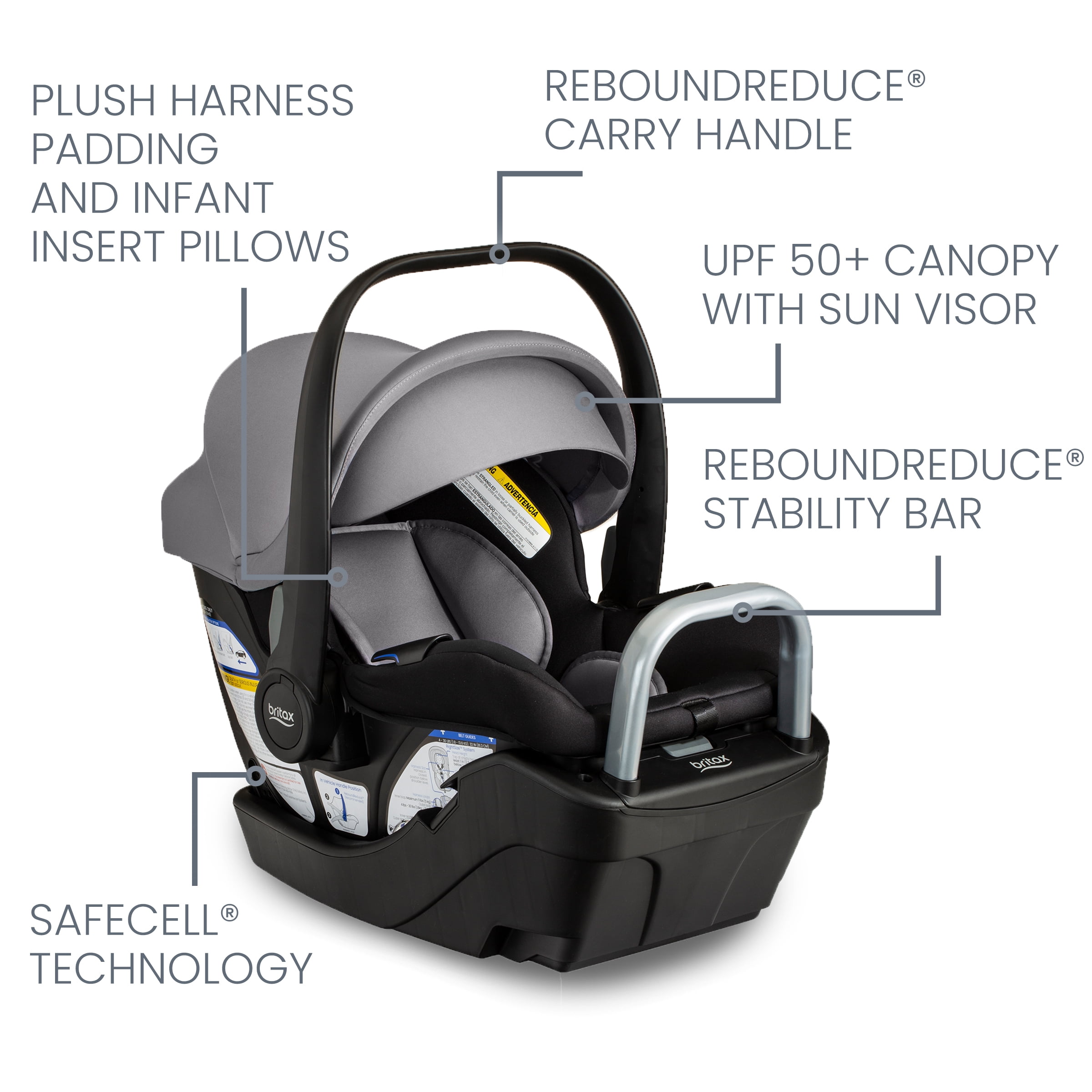 Britax Willow S Infant Car Seat With Alpine Base, Rear Facing Car Seat, Graphite Onyx