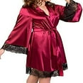 thumbnail image 1 of Women Satin Kimono Bridesmaid Silky Lace Bathrobe Night Gown Robe, 1 of 6