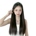 thumbnail image 4 of Peluca de estilo europeo y americano para mujer, negra, larga, lisa, con banda para el cabello, pelucas que cubren la mitad de la cabeza, peluca de moda perezosa de cabello largo y liso, 4 of 4