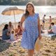 thumbnail image 3 of Vestido de verano midi casual de mujer plus size Agnes Orinda para Pascua, con estampado floral, lazo en la espalda, escote cuadrado y mangas cortas con volantes, color azul 4X, 3 of 8