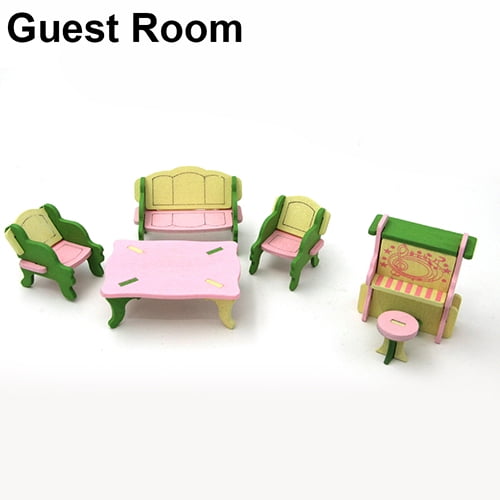 SANWOOD Wooden Dolls Furniture Wooden Miniature Doll House Furniture