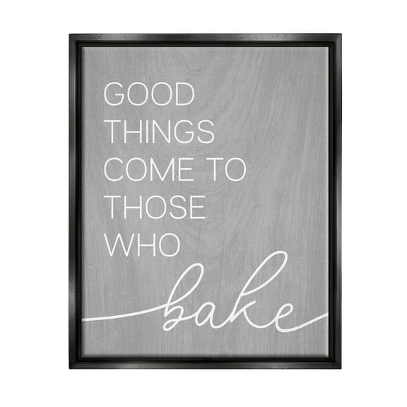 Stupell Industries Those Who Bake Kitchen Phrase Graphic Art Jet Black Floating Framed Canvas Print Wall Art, Design by Lil' Rue