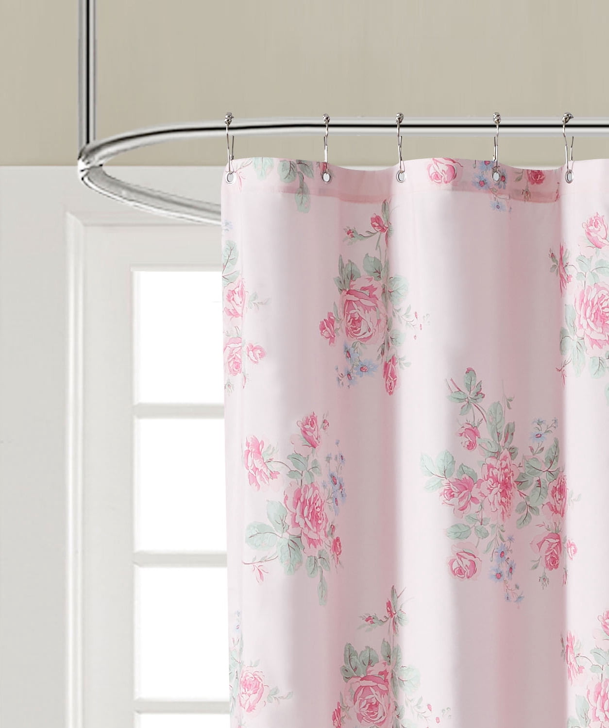 Simply Shabby Chic Misty Rose Printed Shower Curtain, 72 x 72
