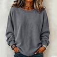 thumbnail image 3 of yillto Womens Long Sleeve Crewneck Sweatshirts Plus Size Loose Casual Solid Color Sweatshirt S-5XL, 3 of 6