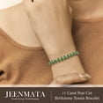 thumbnail image 5 of JeenMata 11 TCW May Emerald - Pear Cut Birthstone Tennis Bracelet for Women in Eternity Design - White Gold Plating, Female, Adult, 5 of 9