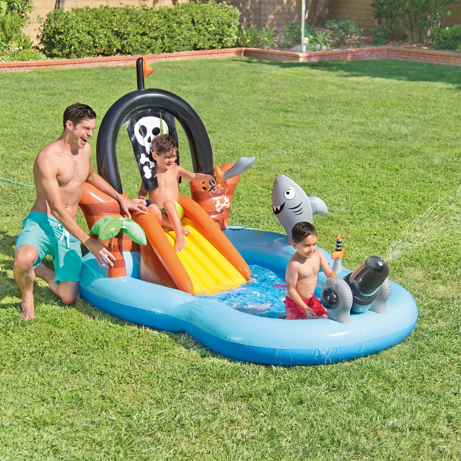 58 Gal Intex 57168EP Kid's Outside Inflatable Water Pirate Fun Play Toy Center 
