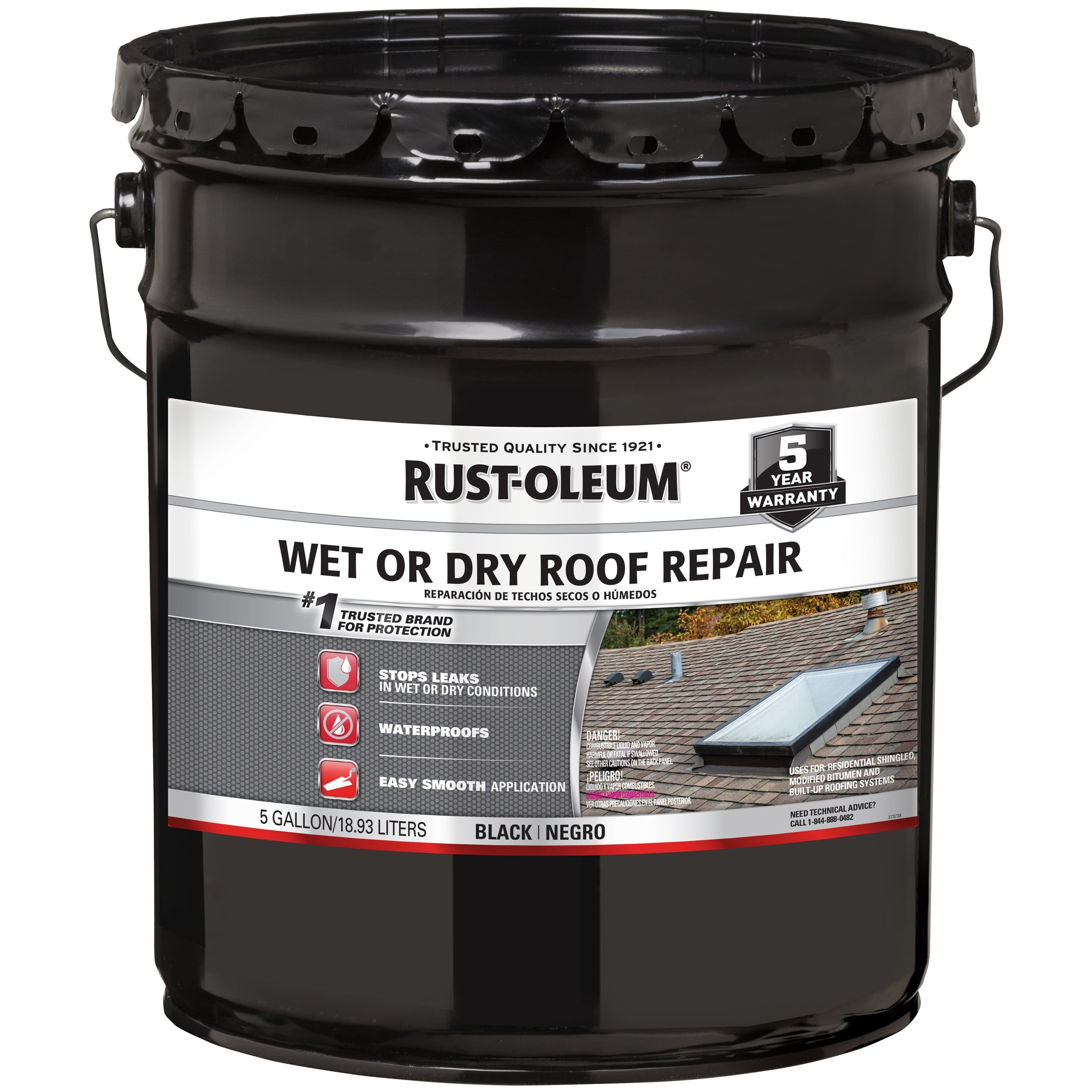 Black, Rust-Oleum Roofing Wet Or Dry Roof Repair Cement - 301990, 5 Gallon- 1 Pack