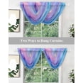thumbnail image 5 of Waterfall Valances for Windows, Blue Purple Ombre Kitchen Sheer Valance Curtains, Marble Abstract Modern Ink Painting Rod Pocket Elegant Swag Valances for Living Room Bedroom, 47.2"x38.5", 3 Panel, 5 of 8