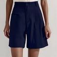 thumbnail image 2 of JIAYUE Women's Bermuda Shorts Buttons Solid Color Summer Elastic High Waisted Wide Leg Business Casual Dressy With Pockets Breathable Female Bottoms, 2 of 6