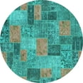 thumbnail image 1 of Ahgly Company Indoor Round Patchwork Turquoise Blue Transitional Area Rugs, 8' Round, 1 of 4