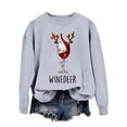 thumbnail image 1 of GPOECD Chandail Léger à Manches Longues pour Femmes avec Imprimé de Noël, Col Rond, Décontracté, Confortable, Tissu Doux, Gris, P, 1 of 4