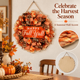 thumbnail image 2 of Thanksgiving Ribbon Wreath Ornament, Wooden Print Happy Fall Y'All Harvest Front Door Wreath Hanging Sign for Farmhouse Porch Entryway Fall Home Decor Orange, 2 of 7