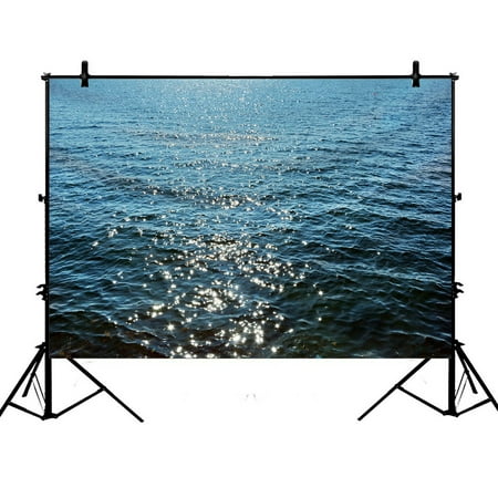 Image of PHFZK 7x5ft Beach Theme Backdrops Deep Blue Sea Ocean Waves Photography Backdrops Polyester Photo Background Studio Props