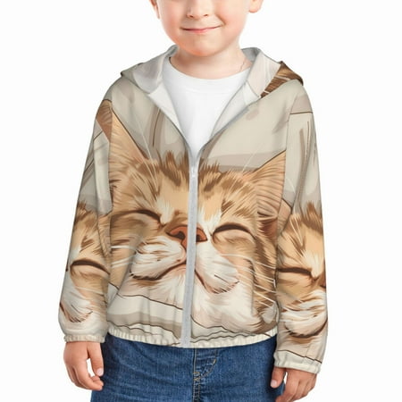 

Lukts Sleeping Cat In Blanket Print Children s Long-Sleeved Sun Protection Clothing Hooded Sweatshirts for Boys and Girls Outdoor Sports-18 Months