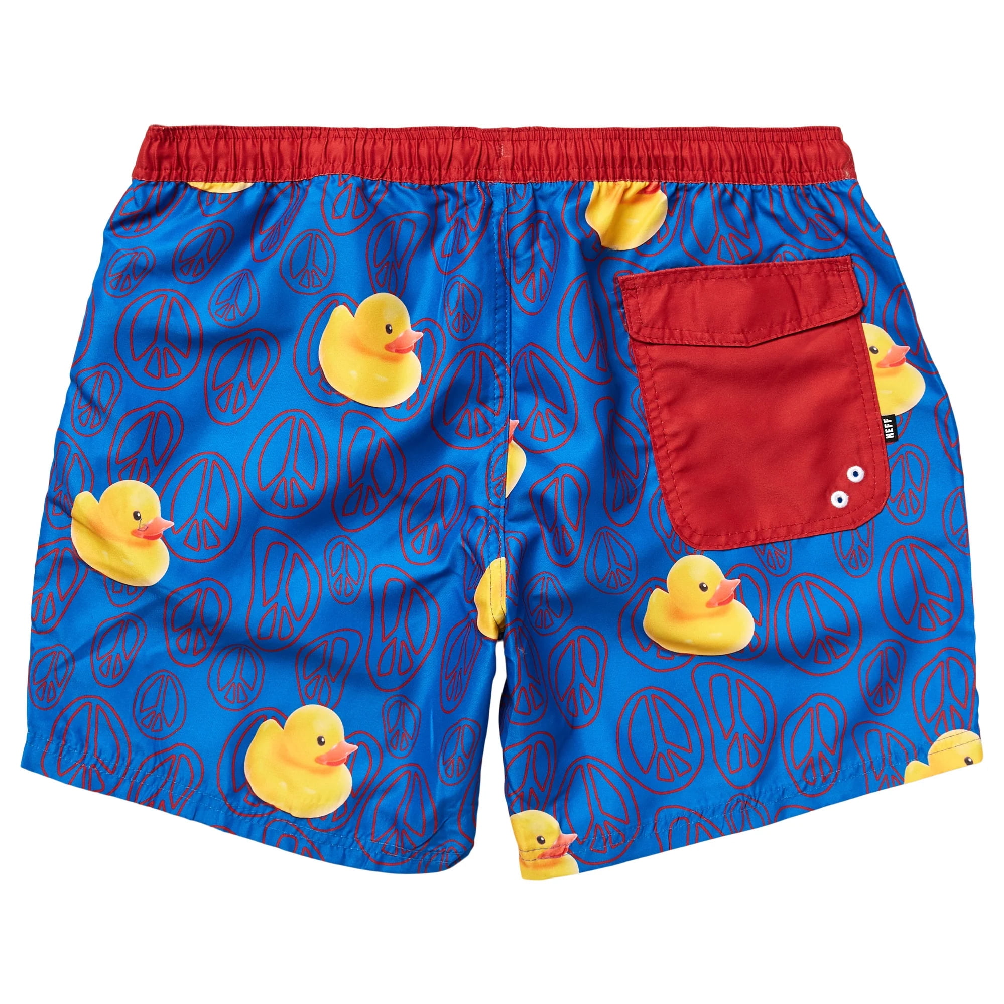 NEFF Men's Blue Ducky Peace Sign Daily Hot Tub Board Shorts for Swimming
