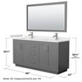 thumbnail image 6 of Wyndham Collection Miranda 66" Marble Double Bathroom Vanity in Gray/Nickel, 6 of 7