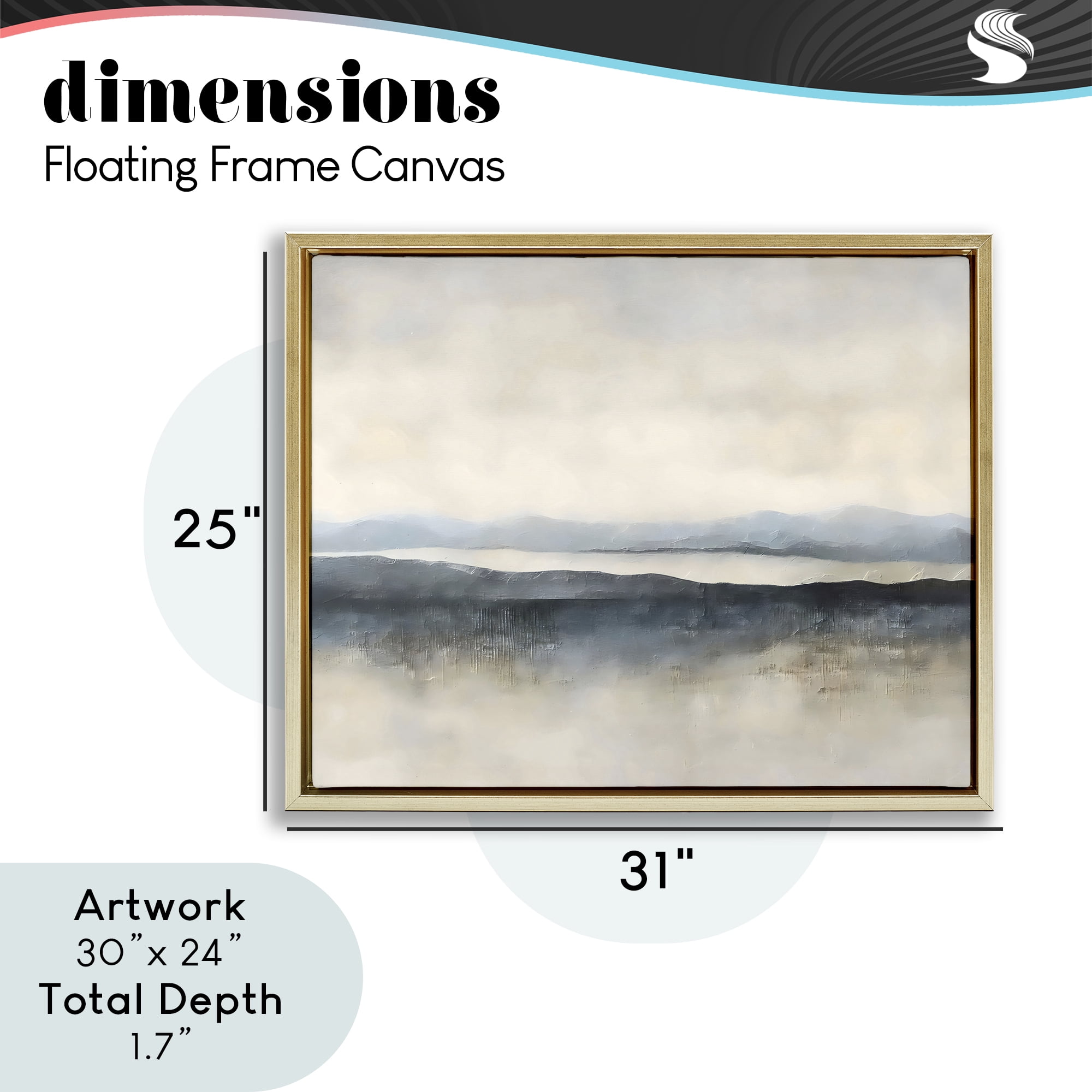 Stupell Industries Misty Muted Horizon Gold Framed Floater Canvas Wall Art, design by Riley B