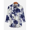 thumbnail image 4 of Camisa de hombre con estampado 3D de pintura al óleo, estampado floral colorido, camisas de manga larga, ropa de calle con botones, diseñador de moda, informal, 4 of 5