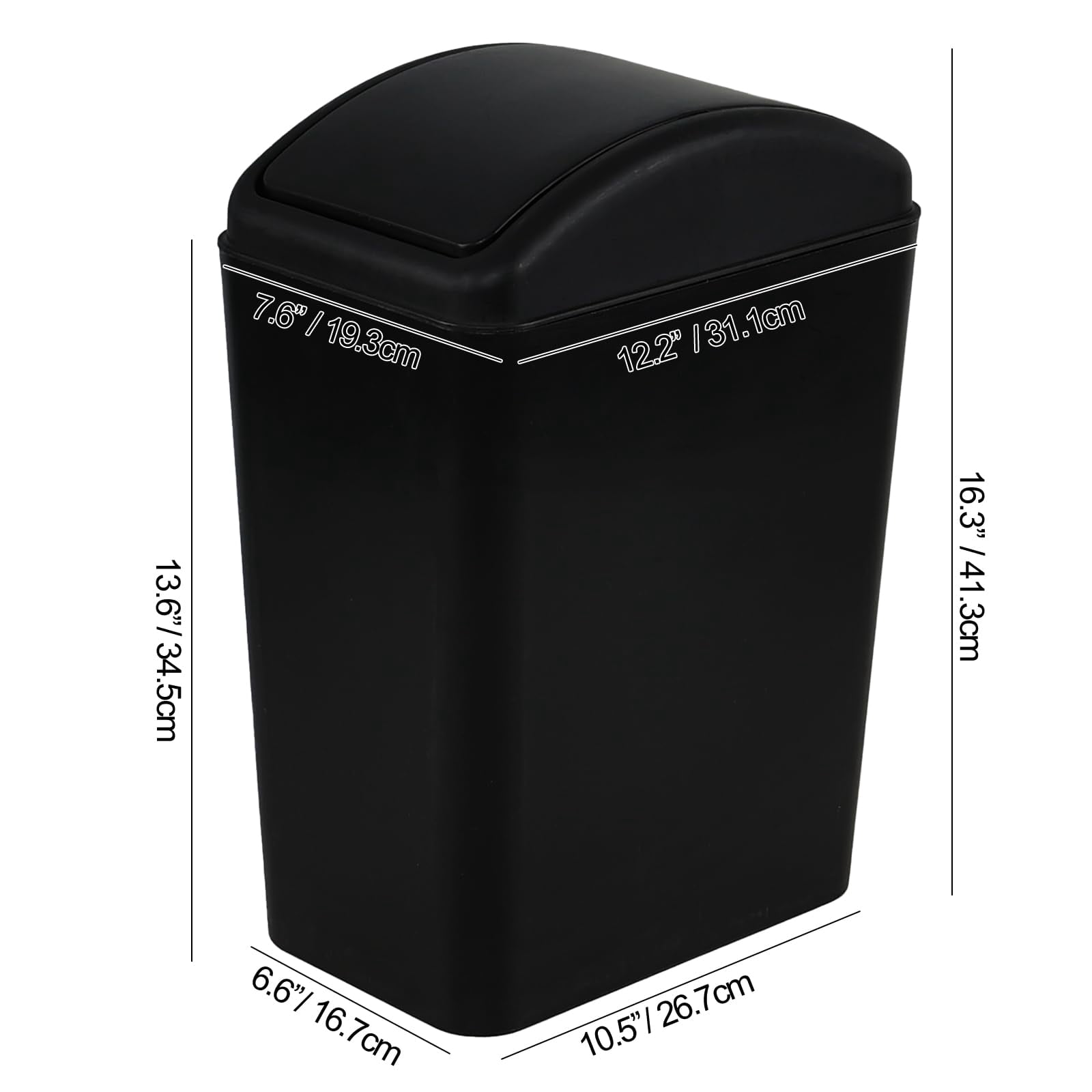 Garbage Bin 16 L/4 Gallon Plastic Slim Trash Can with Swing Lid 1 Pack
