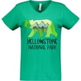 thumbnail image 3 of Inktastic Yellowstone National Park- Mountains and Bear Shape Women's V-Neck T-Shirt, 3 of 5
