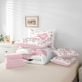 thumbnail image 6 of Manfei Kawaii Bowknot Cat Twin Bedding Sets 7-Piece, Pink Love Heart Balloon Bedding Comforter Set, Dreamy Cartoon Animal Reversible Sheet Sets, Breathable Home Decor, 6 of 8