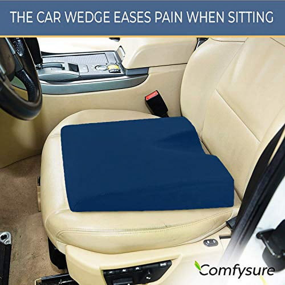 ComfySure Wedge Pillow for Office Chair Cushion and Car Seat Cushion -  Medium Firm Memory Foam Seat Pad for Truck Seat, Gaming Chair - Orthopedic