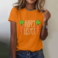 thumbnail image 2 of Prolriy Chemises de Pâques pour Femmes Joyeuses Pâques T-Shirt à Manches Courtes Col Rond Imprimé Lettre Carotte Haut Tenue de Pâques pour Femmes, Hauts pour Femmes Orange m, 2 of 5