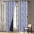 thumbnail image 4 of Vargottam Room Darkening Curtains - Bloom Pattern, Set of 2 Panels, 52" x 108" - Grommet-Top Blackout Window/Door Drapes for Bedroom, Nursery & Living Room - Blue, 4 of 9